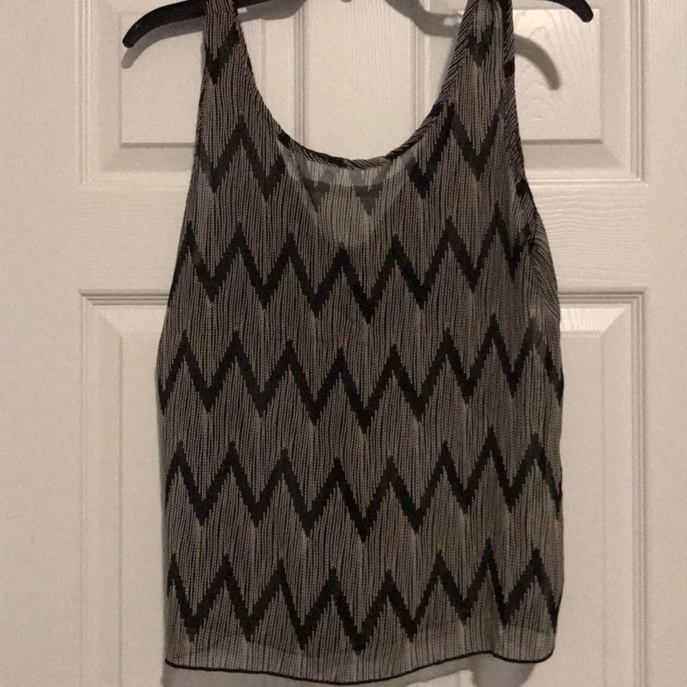 Black chevron tank top with bow back